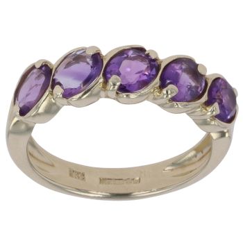 9ct Yellow Gold Amethyst Five Stone Ring