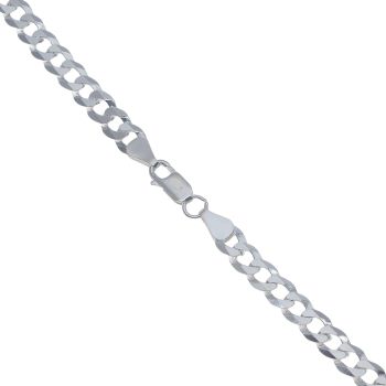 Silver Bevelled Flat Curb Chain 20"
