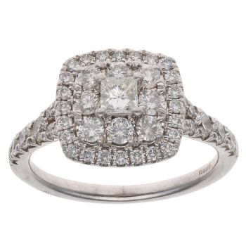 Platinum 1.00ct Princess And Brilliant Cut Diamond Cluster Ring