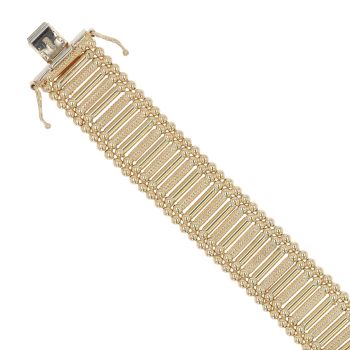 9ct Yellow Gold Textured Bar Fancy Bracelet 7.5"
