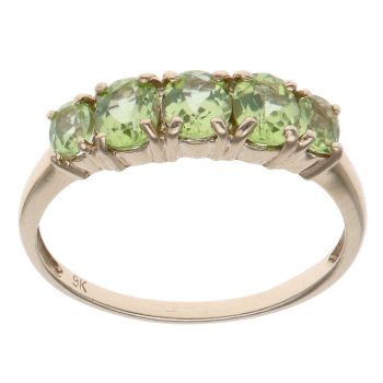 9ct Yellow Gold Peridot Five Stone Ring