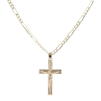 9ct Yellow Gold Crucifix Pendant And Chain 20"