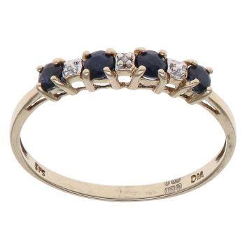 9ct Yellow Gold 0.01ct Diamond and Sapphire Ring