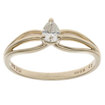 9ct Yellow Gold 0.23ct Pear Cut Diamond Solitaire Ring