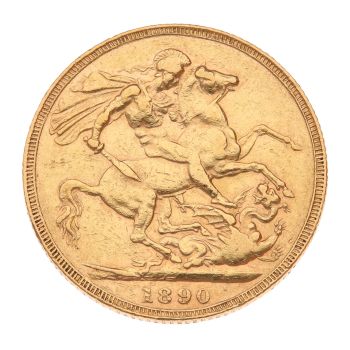 1890 Victoria Jubilee Head UK Full Sovereign Coin
