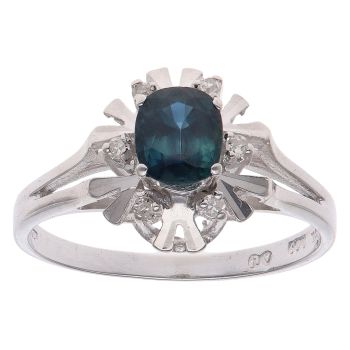 18ct White Gold 0.09ct Diamond and Sapphire Ring