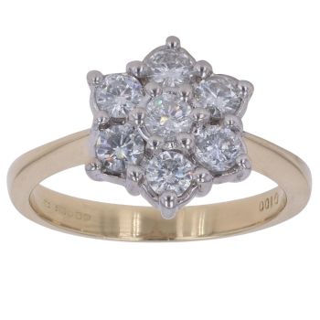 18ct Yellow Gold 1.00ct Brilliant Cut Diamond Cluster Ring