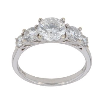 9ct White Gold Moissanite Five Stone Ring