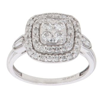 9ct White Gold 0.60ct Diamond Cluster Ring