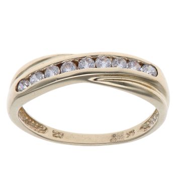9ct Yellow Gold Cubic Zirconia Crossover Ring