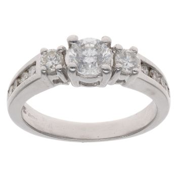 14ct White Gold 0.80ct Brilliant Cut Diamond Trilogy Ring