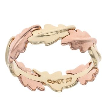 9ct Yellow and Rose Gold Clogau Oak Leaf Ring