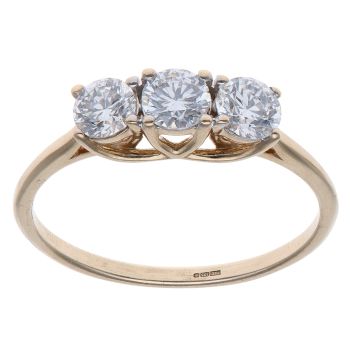 9ct Yellow Gold 1.00ct Brilliant Cut Lab Grown Diamond Trilogy Ring