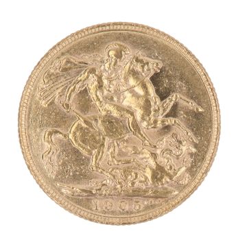1905 Edward VII Large Head Australia Full Sovereign Coin