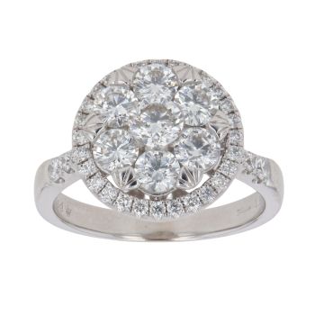 18ct White Gold 1.99ct Brilliant Cut Diamond Cluster Ring