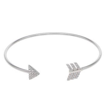 Silver Cubic Zirconia Arrow Bangle