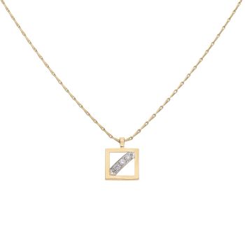 18ct Yellow Gold 0.16ct Diamond Trilogy Square Pendant and Chain 18"