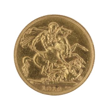 1910 Edward VII Large Head UK Full Sovereign Coin