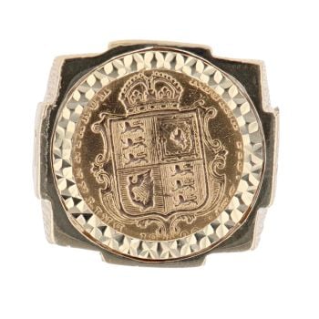1890 Victoria Half Sovereign Coin Ring