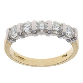 18ct Yellow Gold 1.00ct Brilliant Cut Diamond Five Stone Ring