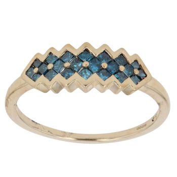9ct Yellow Gold 0.50ct Princess Cut Blue Diamond Cluster Ring