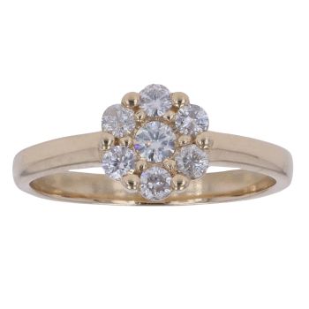 9ct Yellow Gold 0.50ct Brilliant Cut Diamond Cluster Ring