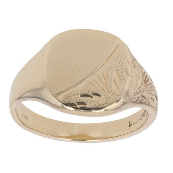 9t Yellow Gold Patterned Signet Ring