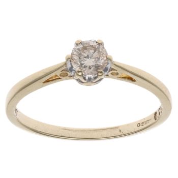 9ct Yellow Gold 0.25ct Brilliant Cut Diamond Solitaire Ring