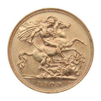 1909 Edward VII Large Head UK Half Sovereign Coin