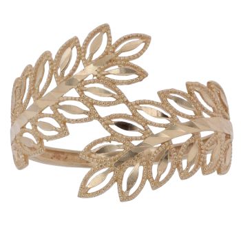 18ct Yellow Gold Two Row Leaf Ring