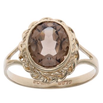 9ct Yellow Gold Smoky Quartz Solitaire Ring