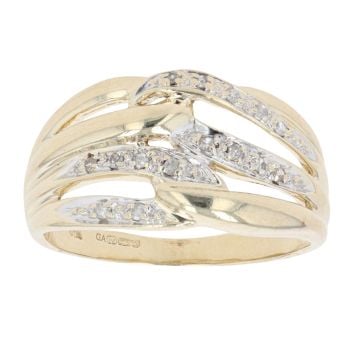 9ct Yellow Gold 0.10ct Diamond Crossover Ring