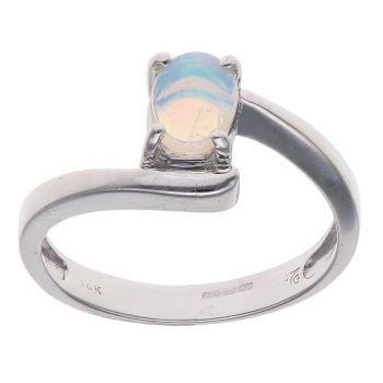 14ct White Gold Opal Single Stone Ring