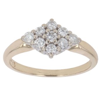 9ct Yellow Gold 0.33ct Brilliant Cut Diamond Cluster Ring