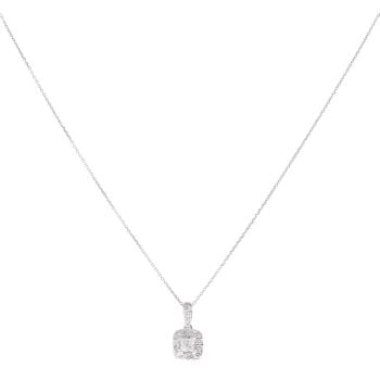 9ct White Gold 0.40ct Diamond Cluster Pendant and Chain 18"