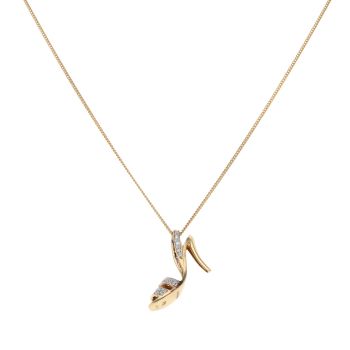 18ct Yellow Gold 0.15ct Brilliant Cut Diamond High Heel Pendant And Chain 18"