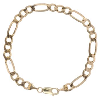 9ct Yellow Gold Figaro Bracelet 8"
