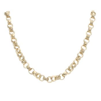 9ct Yellow Gold Patterned And Plain Belcher Chain 24"
