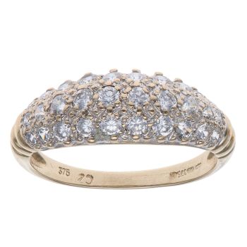 9ct Yellow Gold Cubic Zirconia Three Row Ring