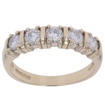 9ct Yellow Gold Moissanite Five Stone Ring