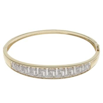 9ct Yellow Gold 0.25ct Diamond Greek Key Bangle