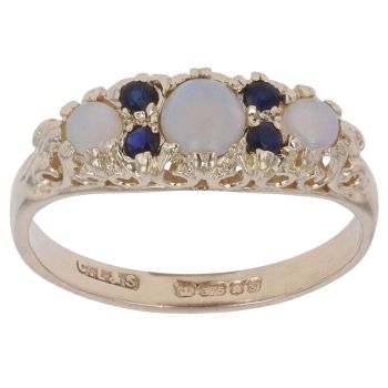9ct Yellow Gold Sapphire and Opal Cluster Ring