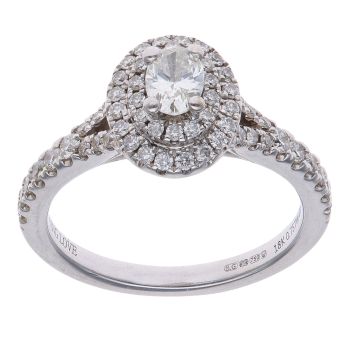Vera Wang 18ct White Gold 0.75ct Oval and Brilliant Cut Diamond and Sapphire Cluster Ring