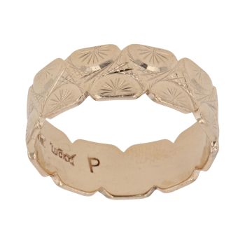 9ct Yellow Gold Patterned 6mm Wedding Band