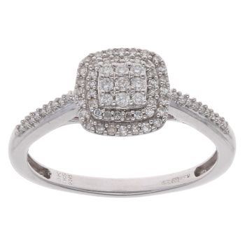 9ct White Gold 0.24ct Brilliant Cut Diamond Cluster Ring