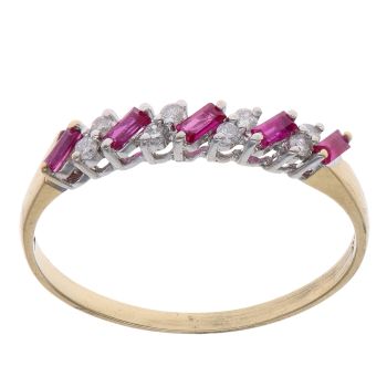 18ct Yellow Gold 0.10ct Diamond and Ruby Fancy Ring
