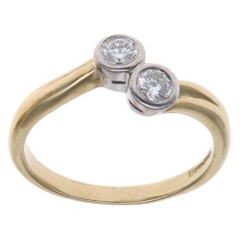 18ct Yellow Gold 0.40ct Brilliant Cut Diamond Two Stone Fancy Ring