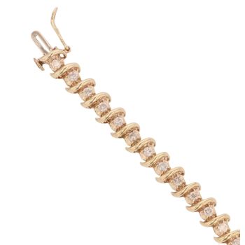 9ct Yellow Gold 1.85ct Brilliant Cut Diamond Bracelet 7"
