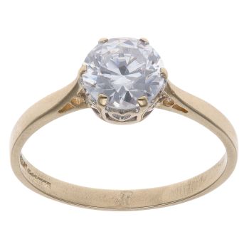 14ct Yellow Gold Cubic Zirconia Solitaire Ring
