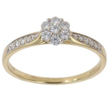18ct Yellow Gold 0.33ct Brilliant Cut Diamond Cluster Ring